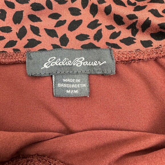 Eddie Bauer Womens M Skirt A Line Faux Wrap Rust Brown Black Spots Leaf - Picture 5 of 10